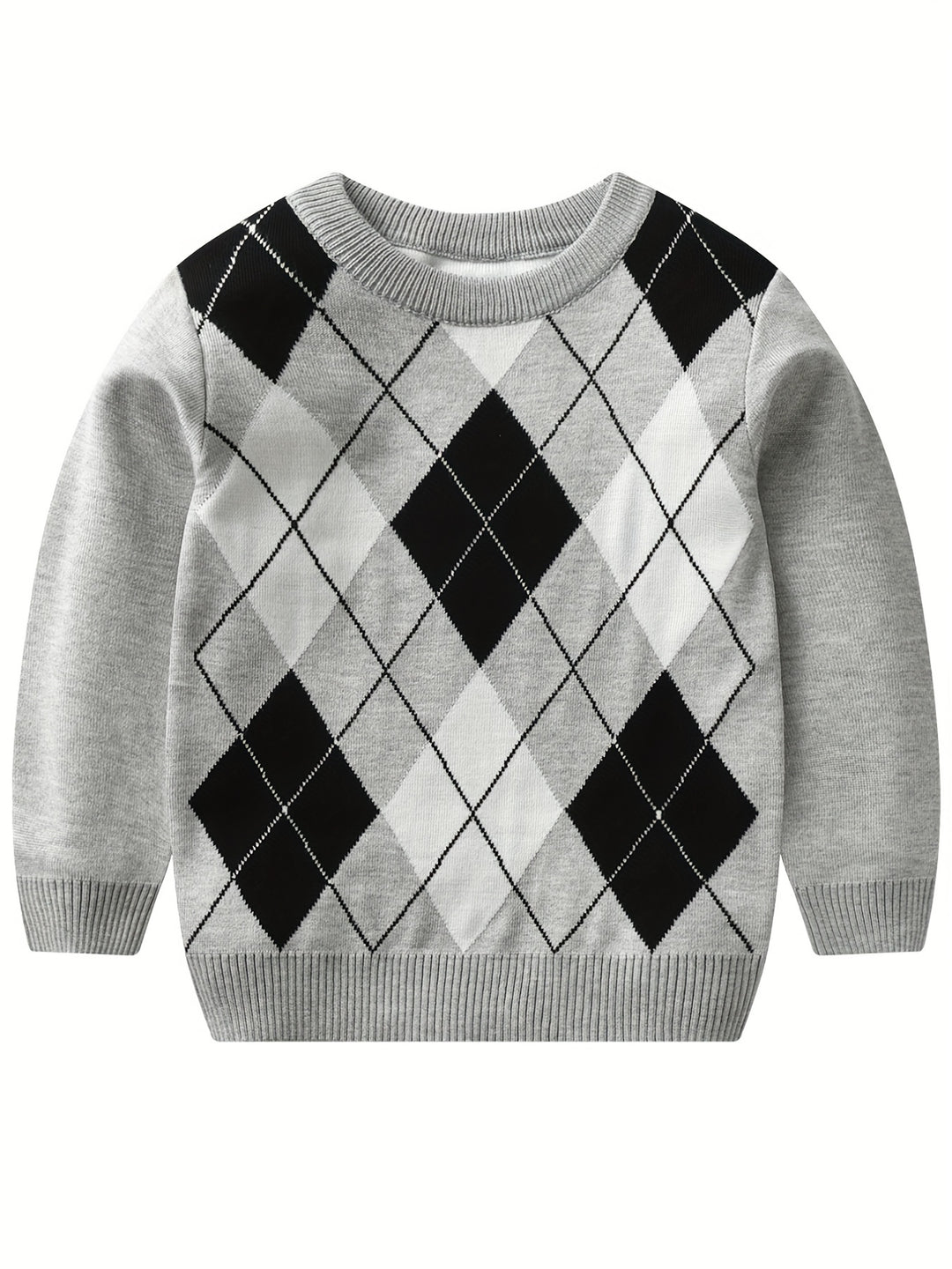 Jongens lange mouwen gebreide sweater met argyle patroon - Alvino