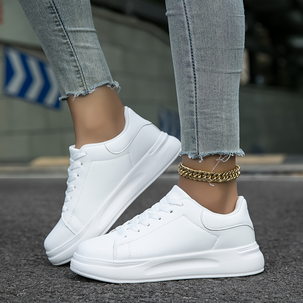 OrthoSports - Clean white lederen sneakers dames wit