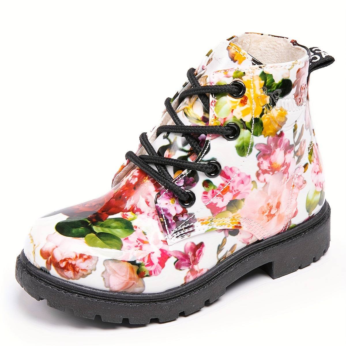 Bloemenprint plus fleece sneeuw laarzen veterschoenen voor meisjes - Anji