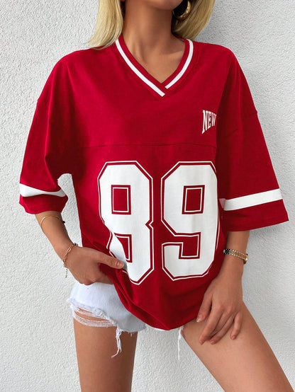 Oversized casual baseball football shirt voor dames- Miley