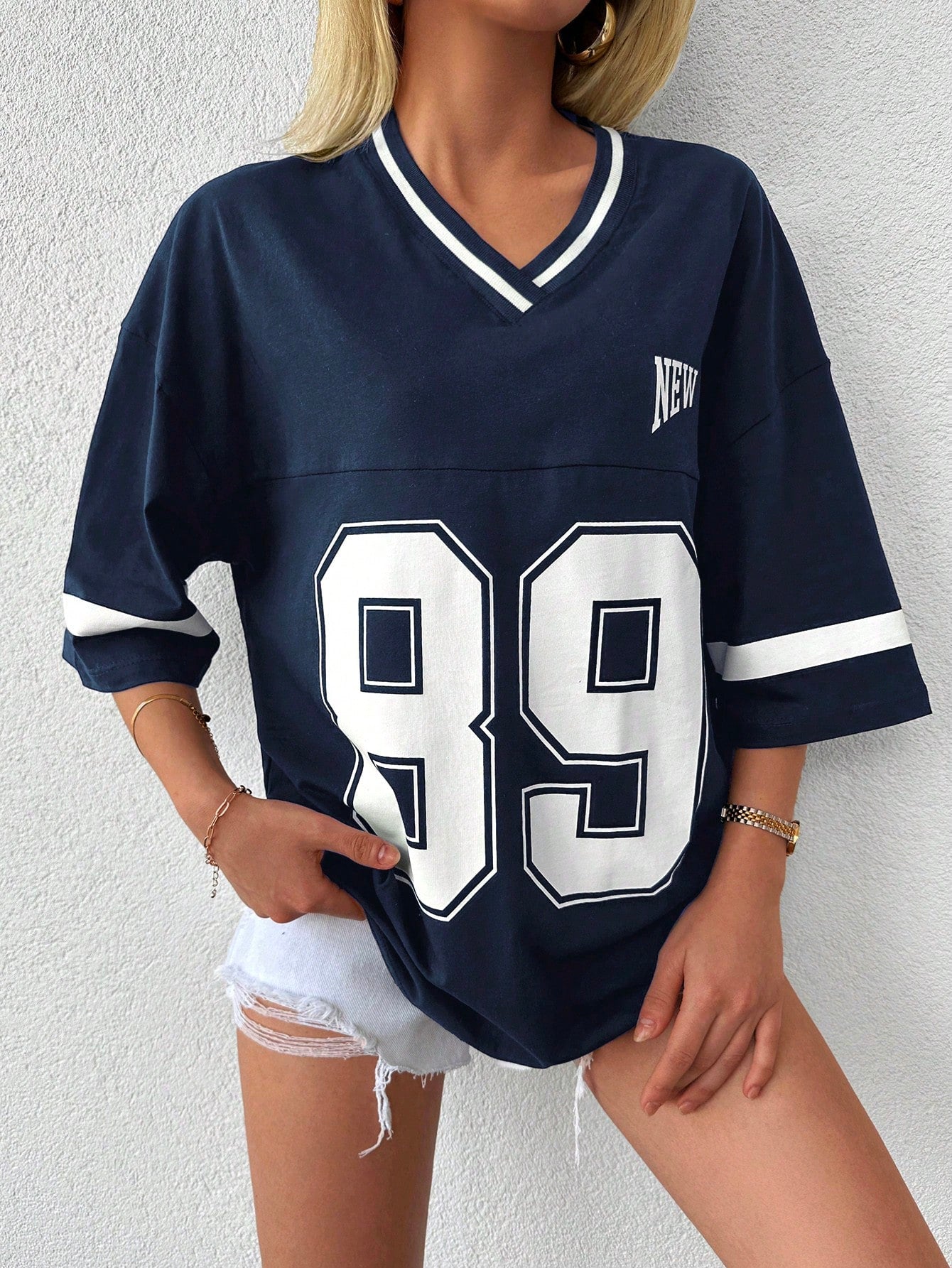 Oversized casual baseball football shirt voor dames- Miley