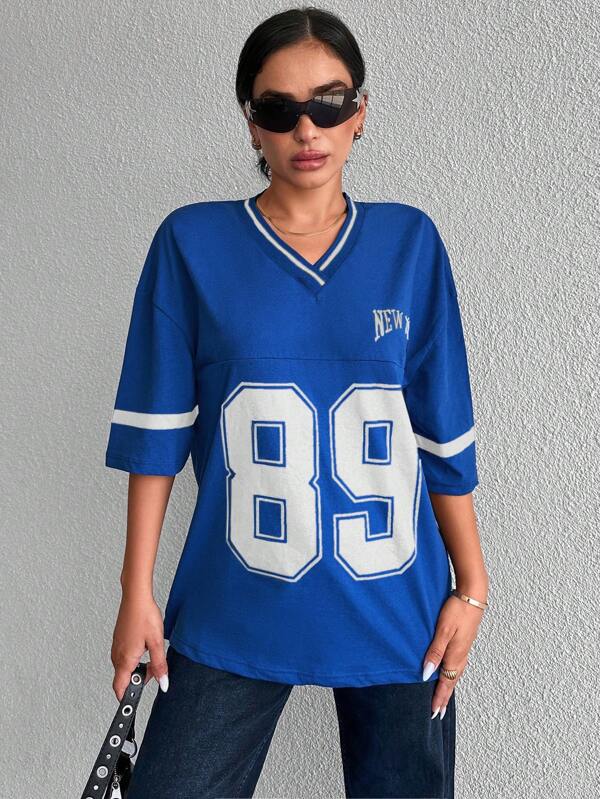 Oversized casual baseball football shirt voor dames- Miley