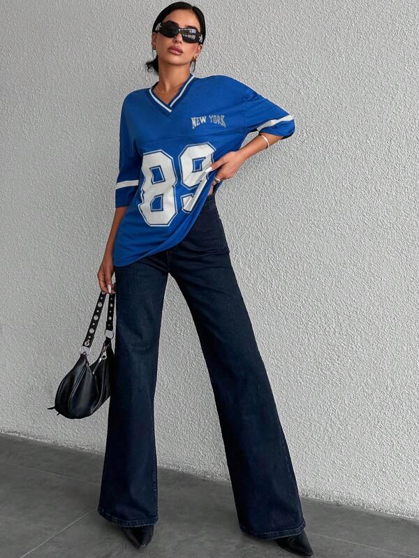 Oversized casual baseball football shirt voor dames- Miley