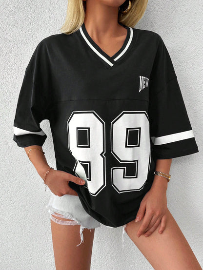 Oversized casual baseball football shirt voor dames- Miley