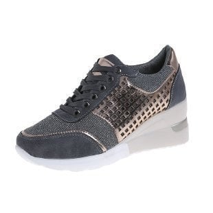 Verhoogde sneaker sleehak plateauzool dames  - Esmer