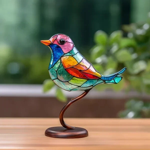 Kleurrijke glazen vogel decor