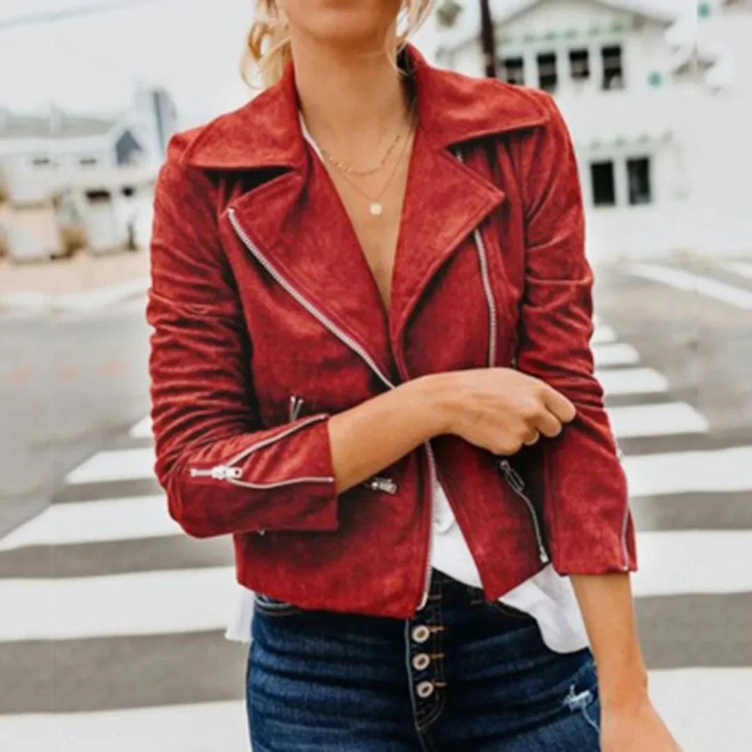 Faux motorcycle stijl leren jas dames - Robbie