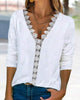 Kanten blouse met V-hals en 3/4 mouwen - Anuk