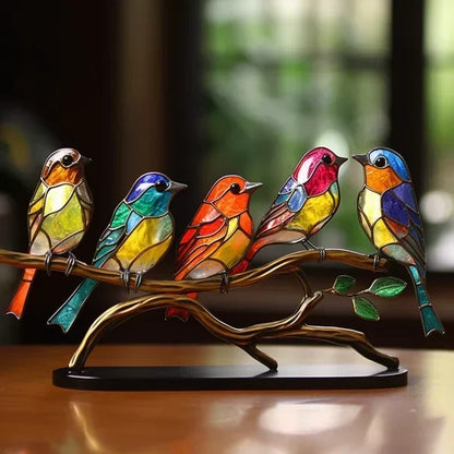 Kleurrijke glazen vogel decor