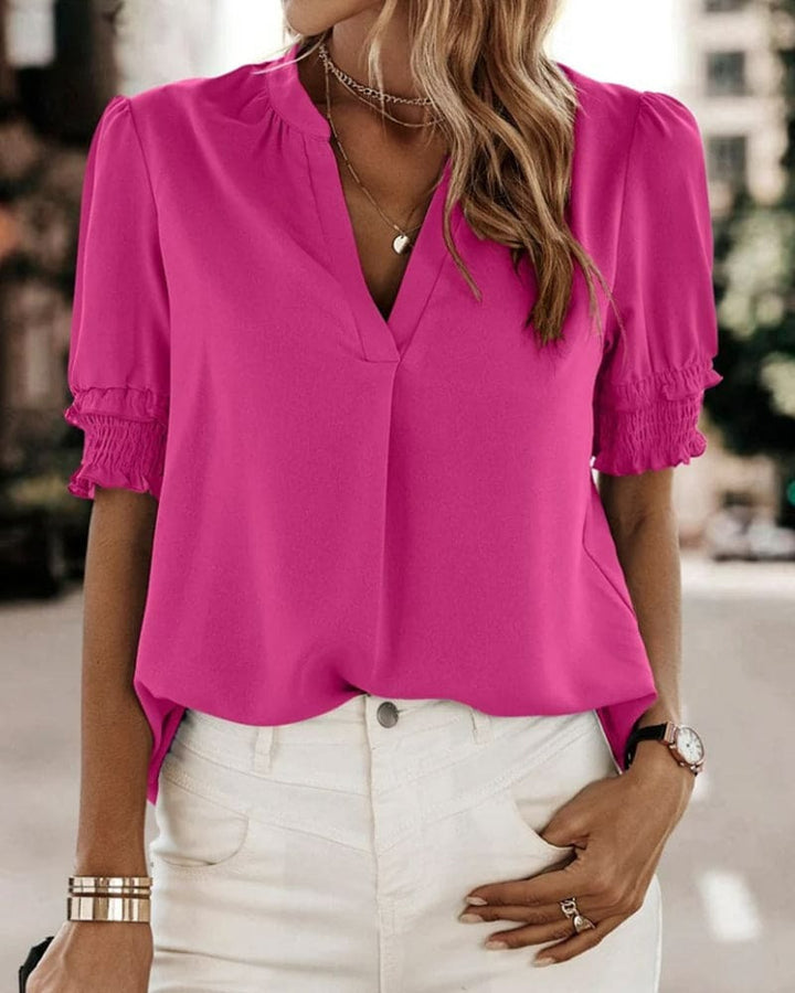 Elegante blouse met V-hals - Mia