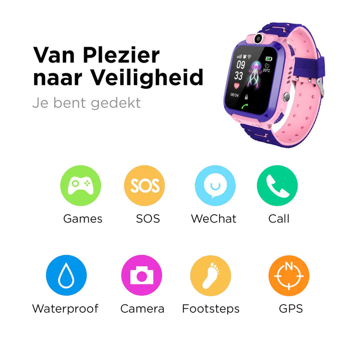 JuniorSafe -  Smartwatch met GPS en spellen voor kinderen