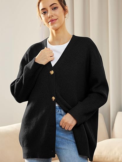 Oversized vest met V-hals en knoopsluiting - Aleen