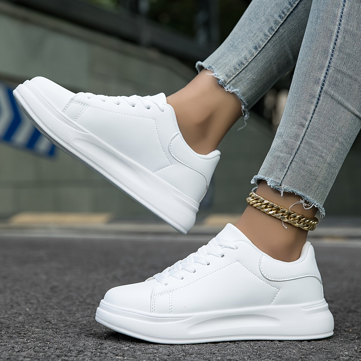 OrthoSports - Clean white lederen sneakers dames wit