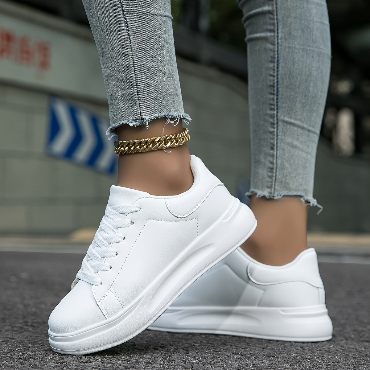 OrthoSports - Clean white lederen sneakers dames wit