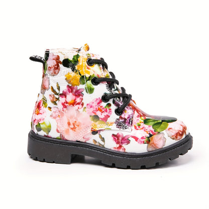 Bloemenprint plus fleece sneeuw laarzen veterschoenen voor meisjes - Anji