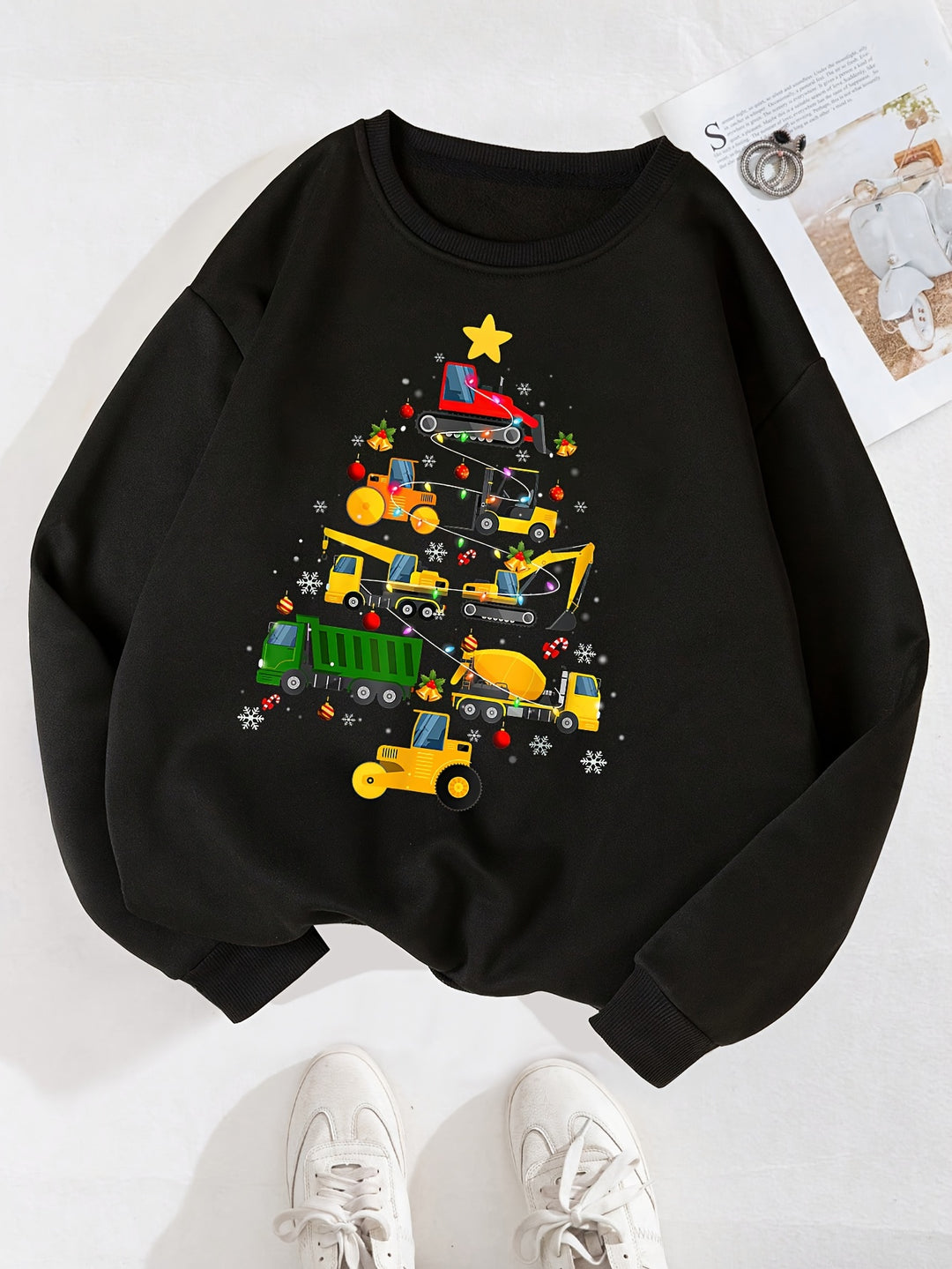 Kerstboom grafische print jongens warm fleece sweatshirt - Sebastian