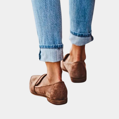 Trendy comfortabele instappers loafers suèdelook voor dames - Hollie