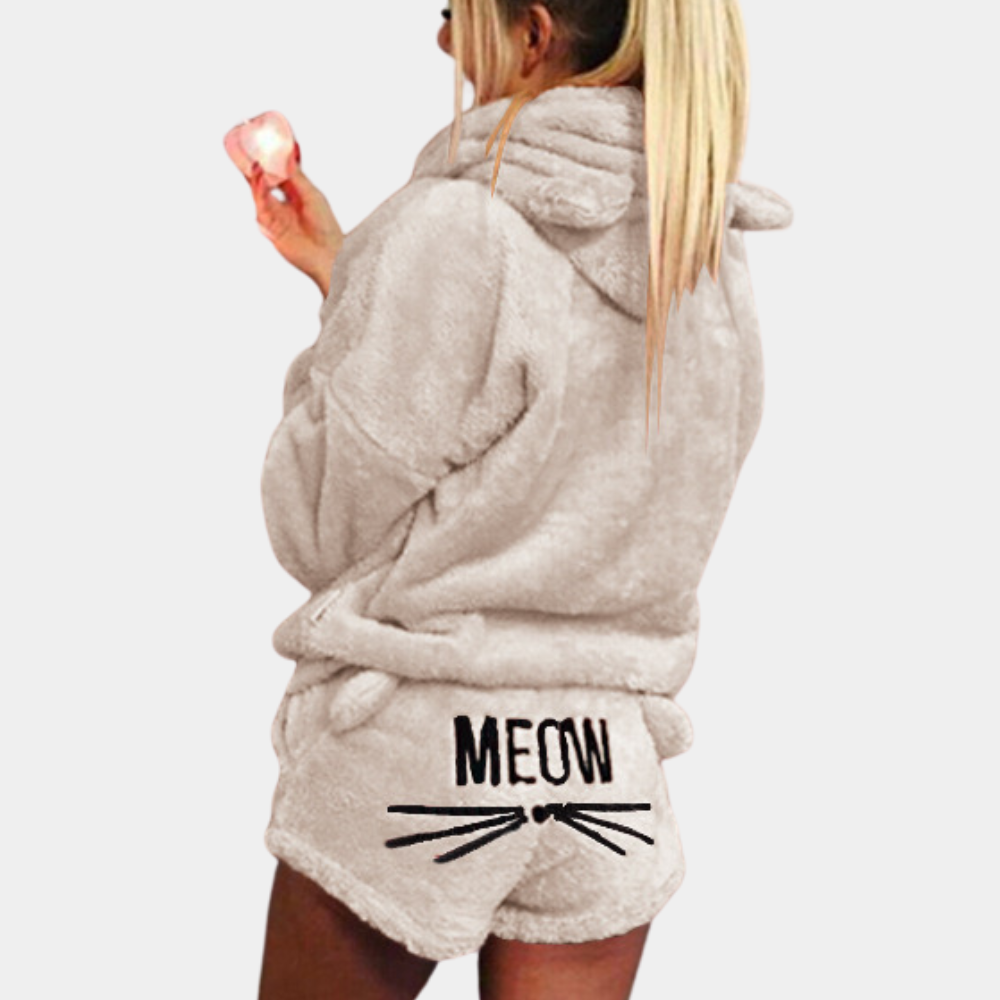 Meow - Ultra comfy fleece lounge pyama set cat