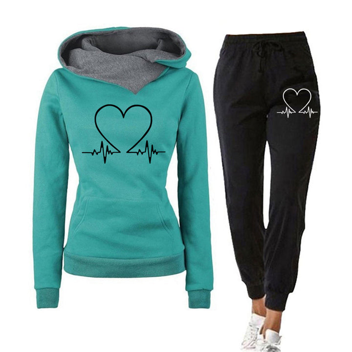 Voorkant groene jogging set met pants voor dames