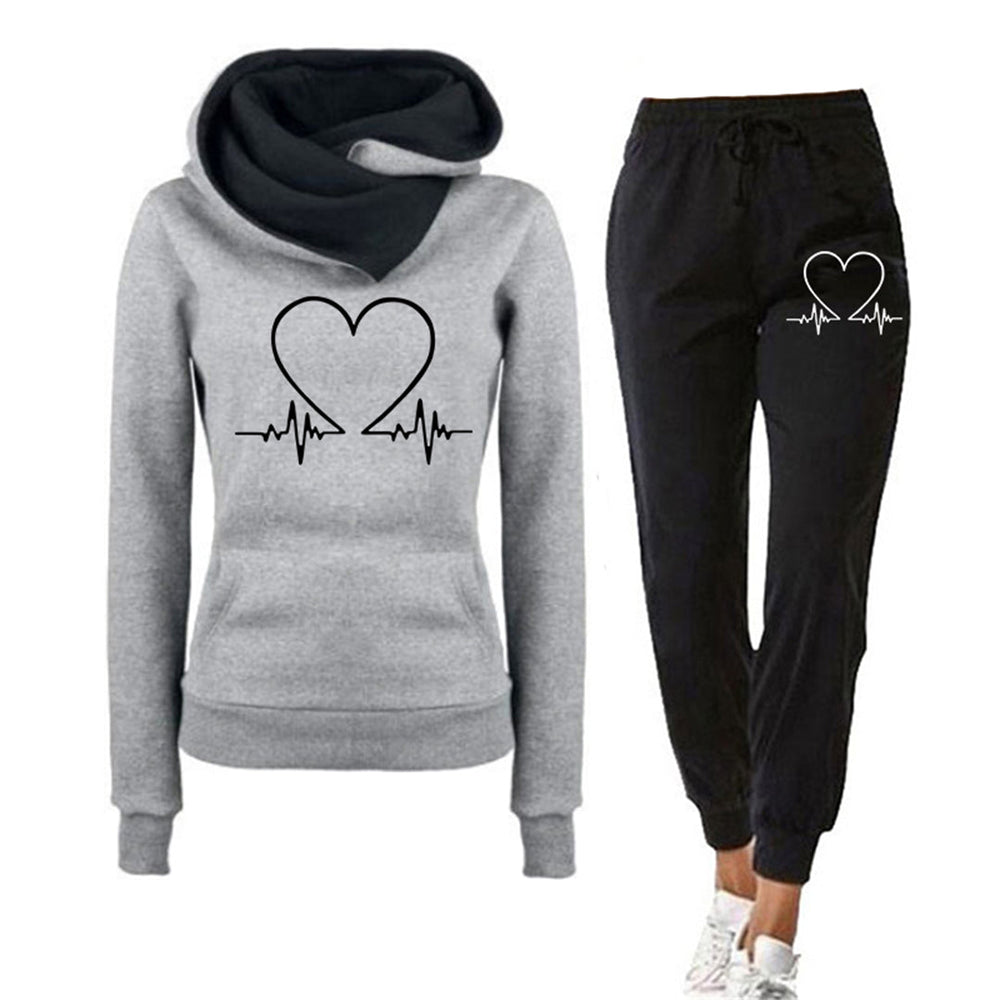 Voorkant grijze jogging set met pants voor dames