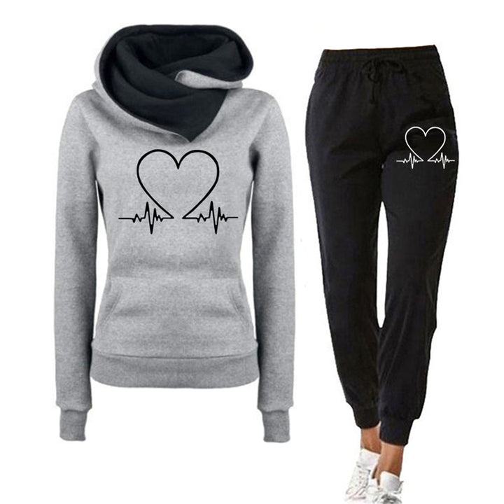 Voorkant grijze jogging set met pants voor dames