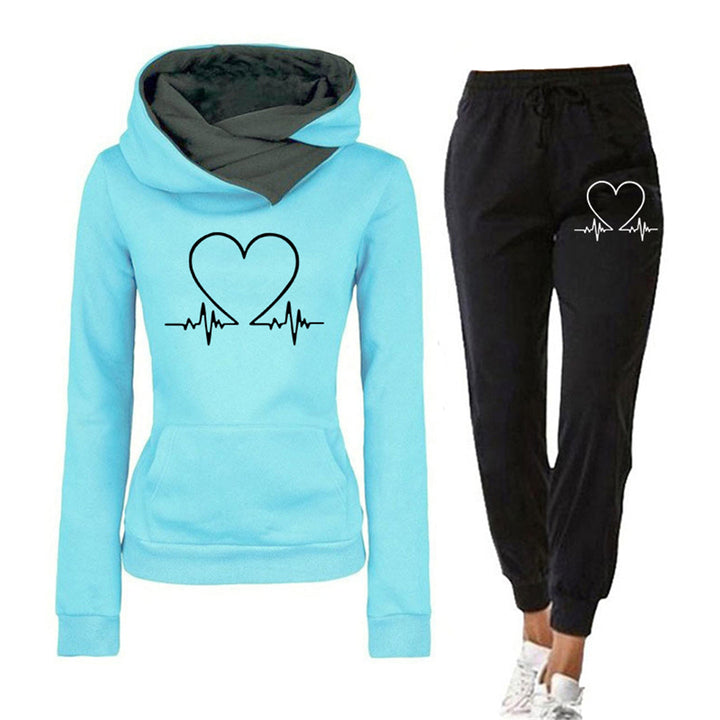 Voorkant blauwe jogging set met pants voor dames