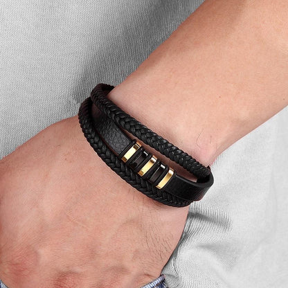 The Label - Stijlvolle lederen armband mannen