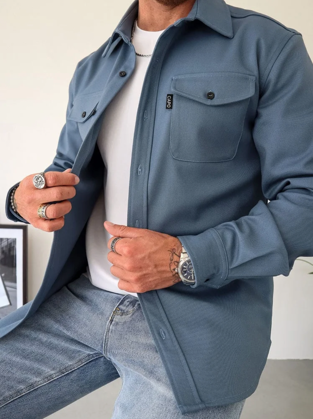 Heren Longsleeve overhemd met zakken - Jeff