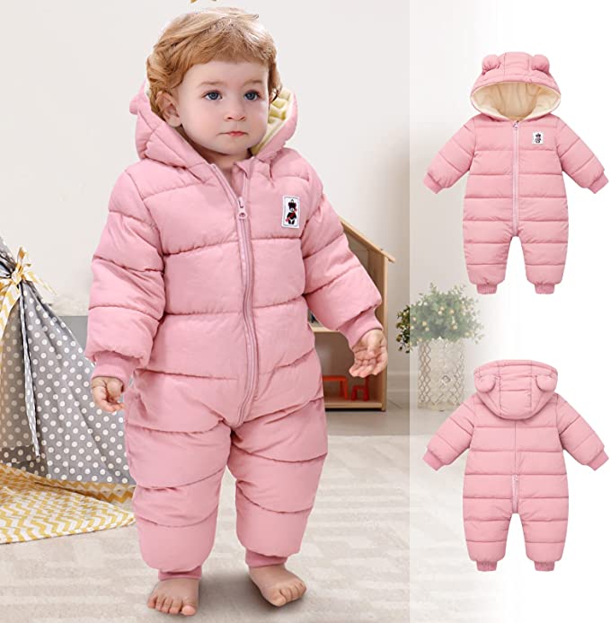 Warme en knusse baby winterromper met oortjes