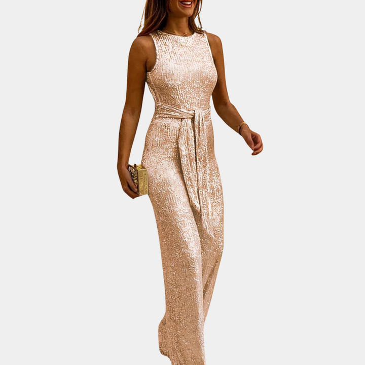 Gouden glitter jumpsuit voor dames