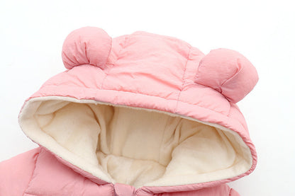 Warme en knusse baby winterromper met oortjes