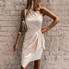 One Shoulder Dames Jurk Met Tailleband - Maria