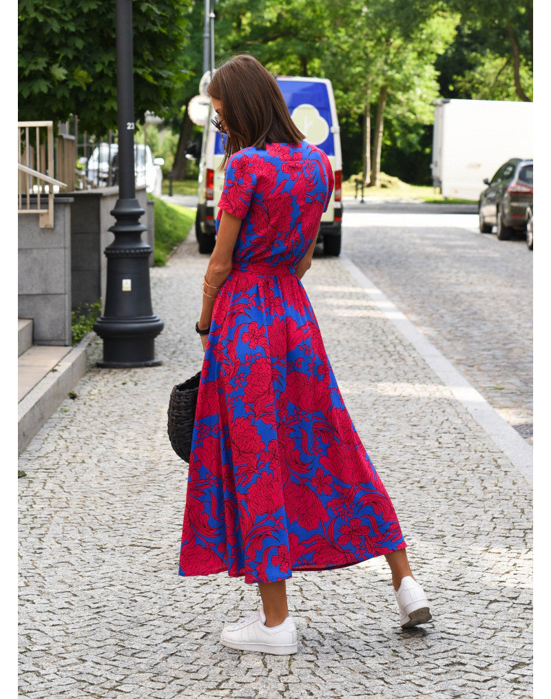 Rosa - Zomerse kleurrijke comfortabele maxi jurk