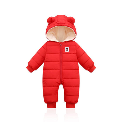 Warme en knusse baby winterromper met oortjes