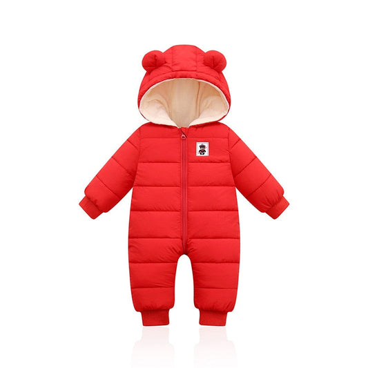 Warme en knusse baby winterromper met oortjes