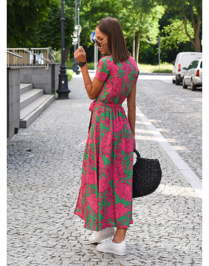 Rosa - Zomerse kleurrijke comfortabele maxi jurk