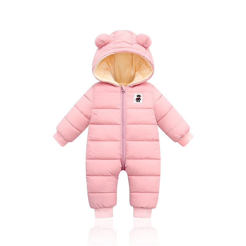 Warme en knusse baby winterromper met oortjes