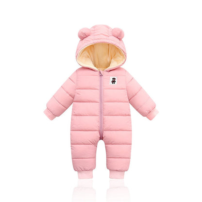 Warme en knusse baby winterromper met oortjes