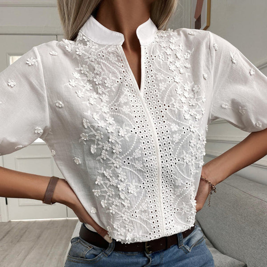 Tess - Stijlvolle witte blouse met korte mouwen voor dames