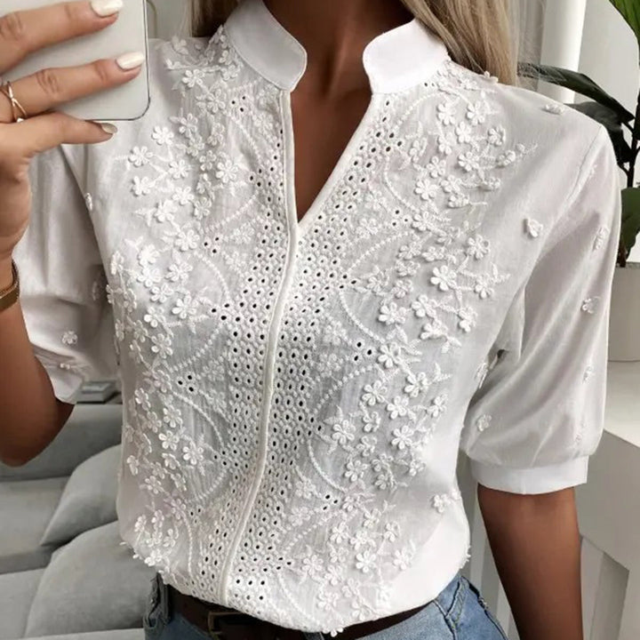 Tess - Stijlvolle witte blouse met korte mouwen voor dames