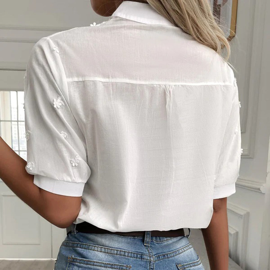 Tess - Stijlvolle witte blouse met korte mouwen voor dames