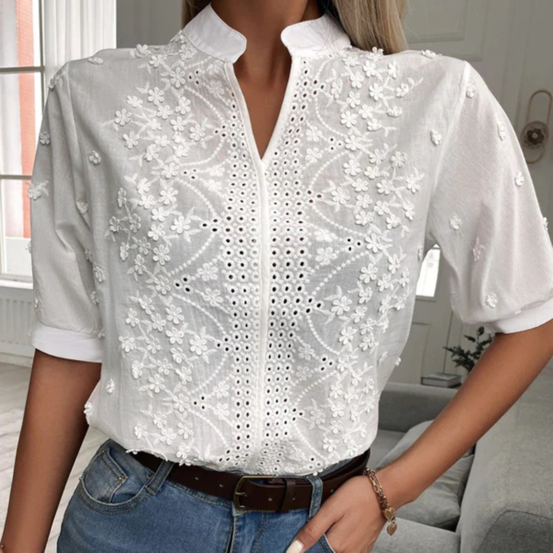 Tess - Stijlvolle witte blouse met korte mouwen voor dames