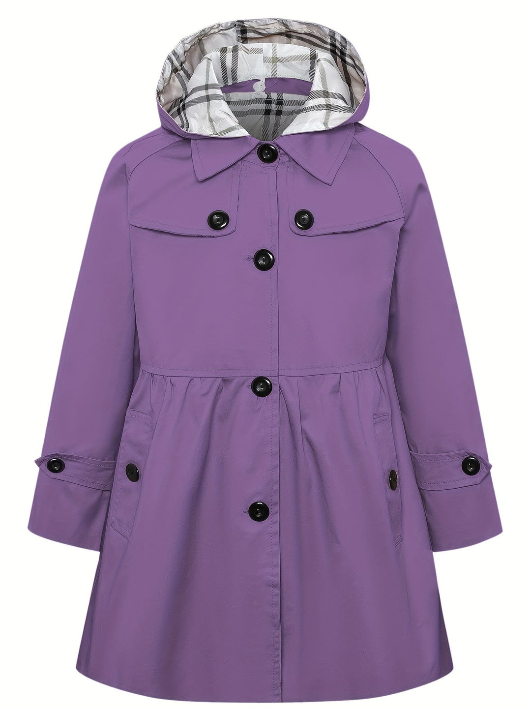 Trenchcoat met capuchon voor meisjes rij knopen halflange jas - Haicey