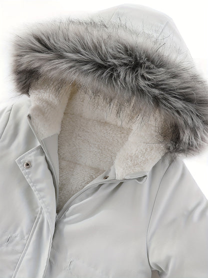 Gewatteerde winterparka met imitatiebont voor meisjes - Jezen