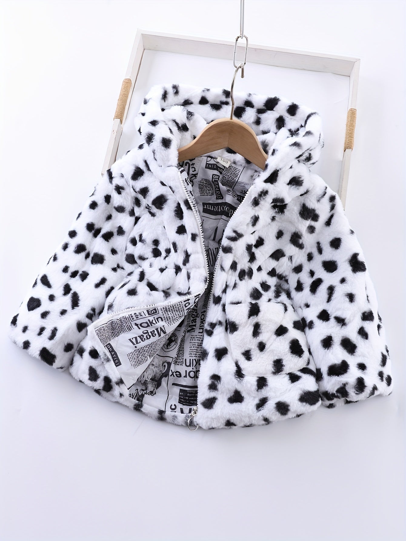 Fleece capuchonjas met luipaardprint voor meisjes in de winter - Reina