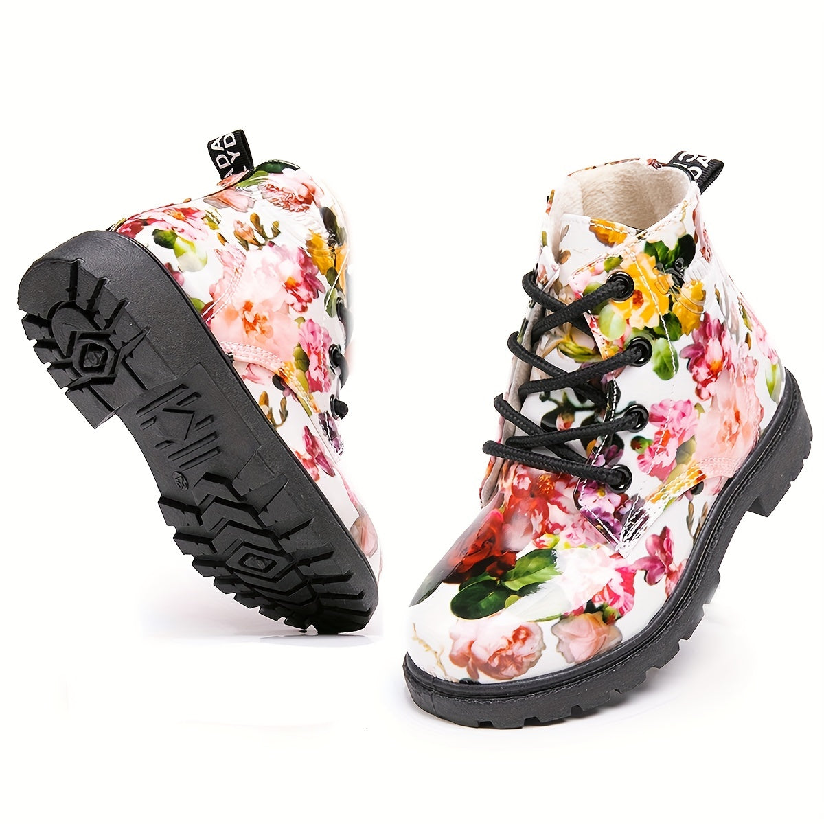 Bloemenprint plus fleece sneeuw laarzen veterschoenen voor meisjes - Anji