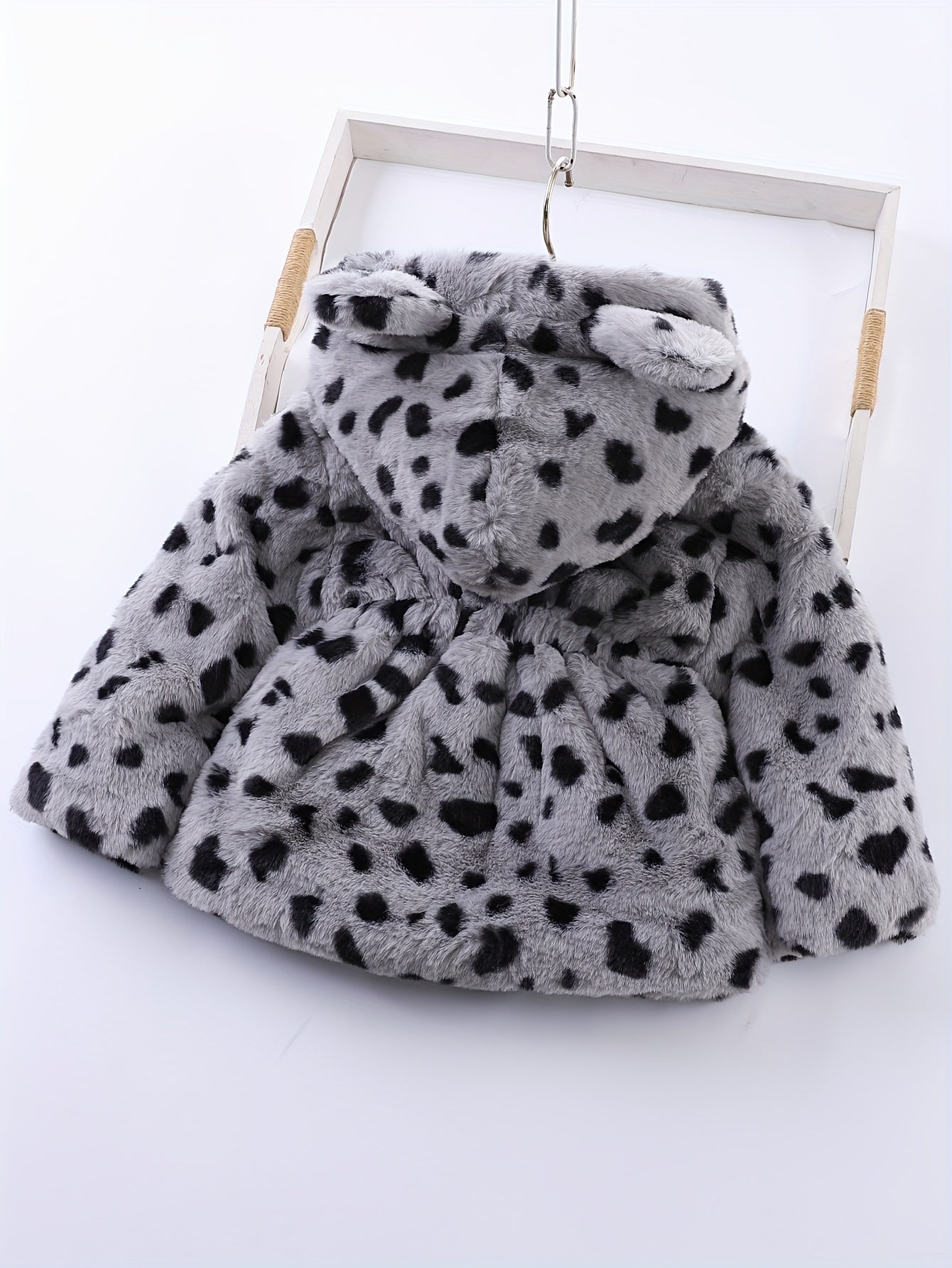 Fleece capuchonjas met luipaardprint voor meisjes in de winter - Reina