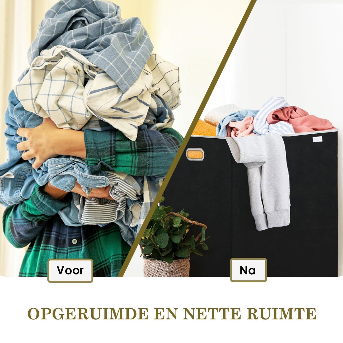 3-Doos Ruime Wasmand met Deksel