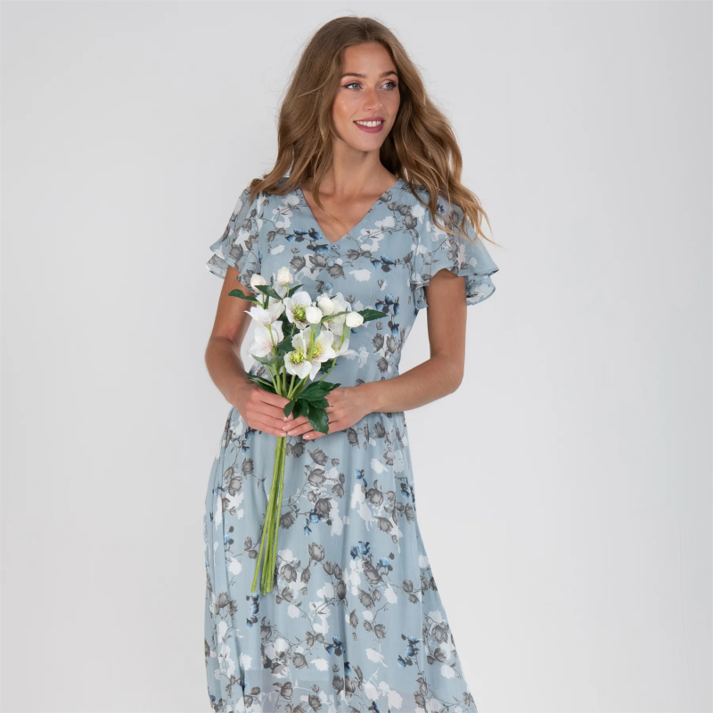 Maxi-jurk met vlindermouwen en bloemmotief - Floral