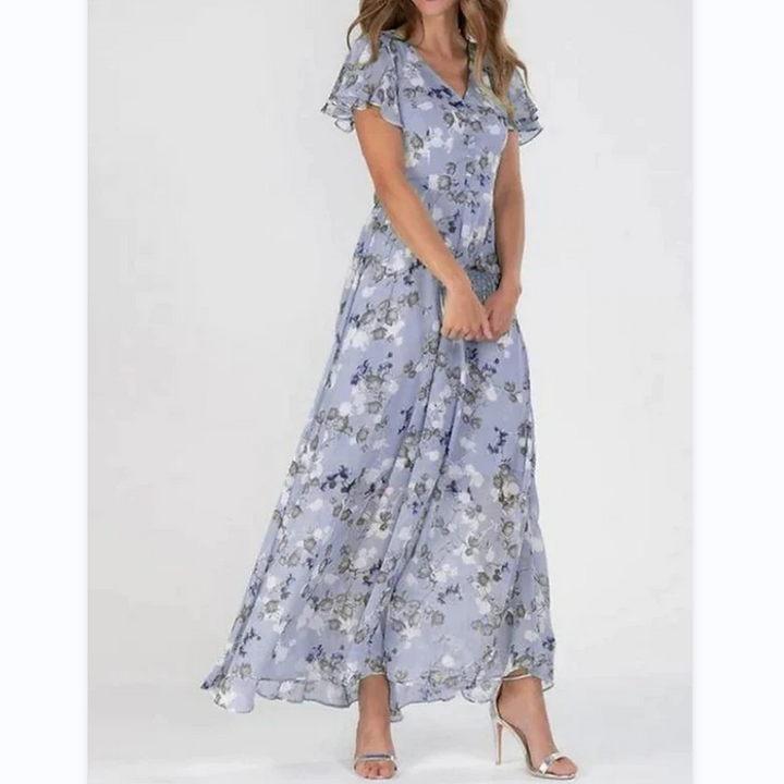 Maxi-jurk met vlindermouwen en bloemmotief - Floral